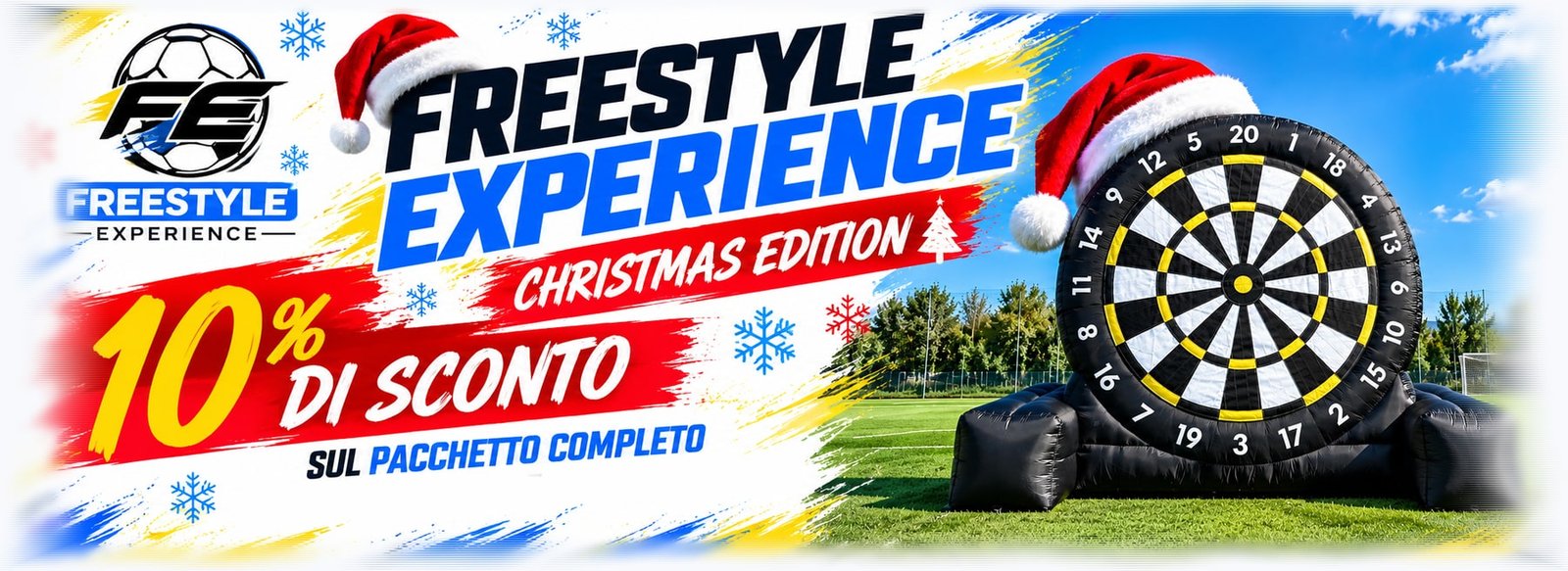 Freestyle Experience Christmas Edition: il Foot Darts con il cappello di Babbo Natale e 10% di sconto sul pacchetto completo